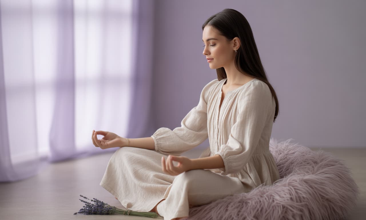 Persona meditando en calma
